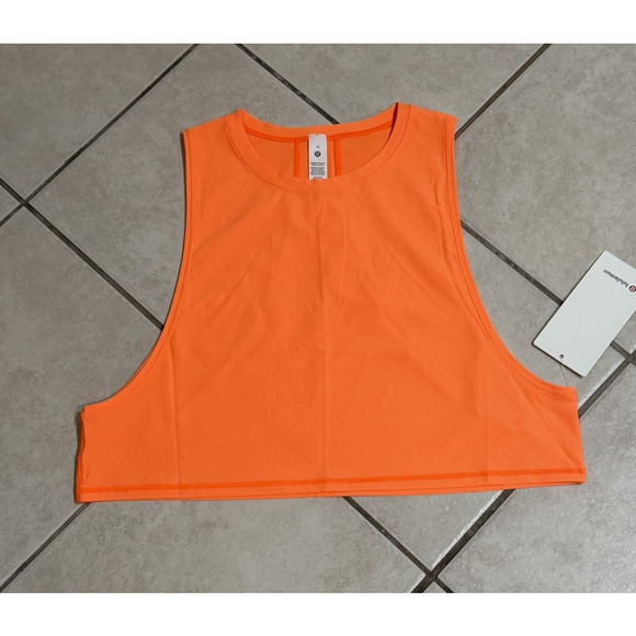 LULULEMON MUSCLE LOVE CROP TANK TOUGH HIGHLIGHT ORANGE SZ 10 - Picture 6 of 10